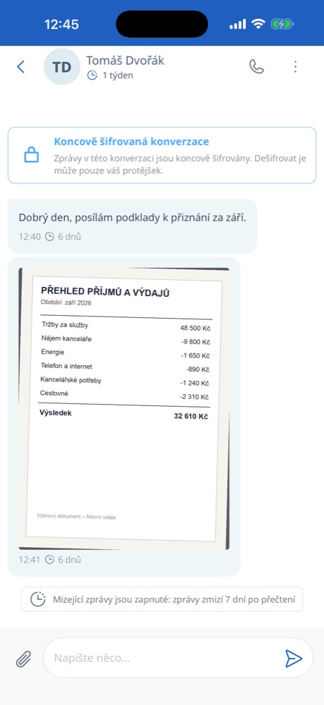 Message with an attached document